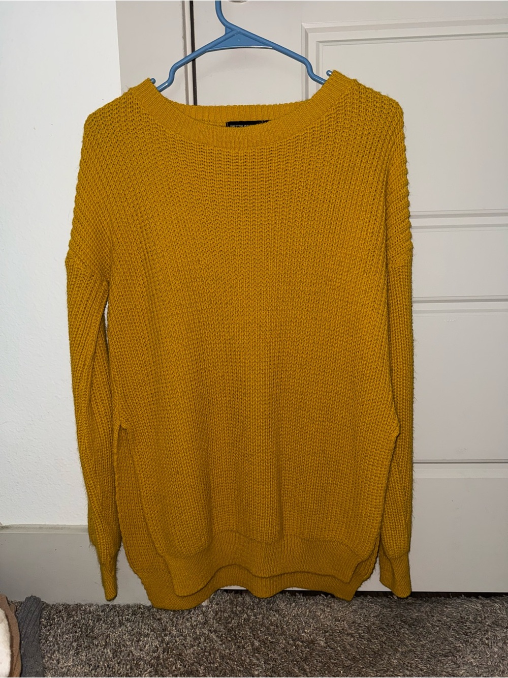 PrettyLittleThing Mustard Crew Neck Knit Sweater